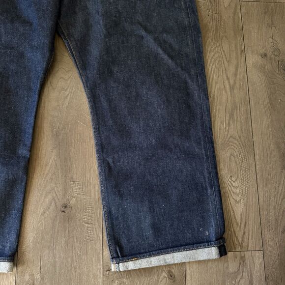 Levis 501 Original Fit Jeans Mens Size 52x32 Dark Wash Denim Blue Button Fly - Picture 14 of 16